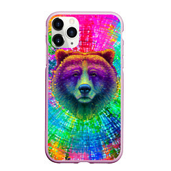 Чехол iPhone 11 Pro матовый Цветной медведь, цвет: 3D-розовый