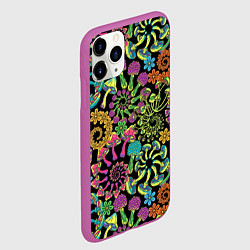 Чехол iPhone 11 Pro матовый Магические красочные грибы с ромашками, цвет: 3D-фиолетовый — фото 2