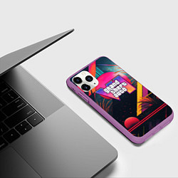 Чехол iPhone 11 Pro матовый GTA 6 logo абстракция яркая, цвет: 3D-фиолетовый — фото 2