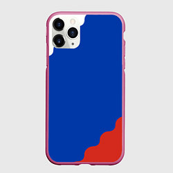 Чехол iPhone 11 Pro матовый Триколор диагональный волнистый, цвет: 3D-малиновый