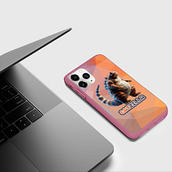 Чехол iPhone 11 Pro матовый Большой котзилла, цвет: 3D-малиновый — фото 2