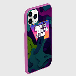Чехол iPhone 11 Pro матовый GTA 6 logo яркий неоновый камуфляжный стиль, цвет: 3D-фиолетовый — фото 2