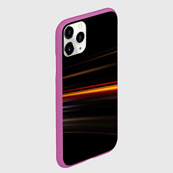 Чехол iPhone 11 Pro матовый Оранжевая яркая полоса на черной абстракции, цвет: 3D-фиолетовый — фото 2