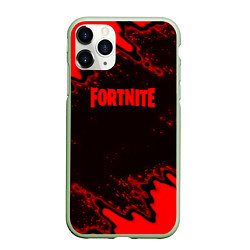 Чехол iPhone 11 Pro матовый Fortnite game colors red, цвет: 3D-салатовый