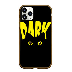 Чехол iPhone 11 Pro матовый Dark cat eyes - черный кот, цвет: 3D-коричневый