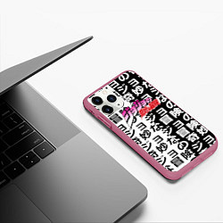 Чехол iPhone 11 Pro матовый Jojo anime pattern, цвет: 3D-малиновый — фото 2