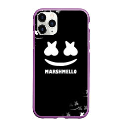 Чехол iPhone 11 Pro матовый Marshmello белое лого, цвет: 3D-фиолетовый