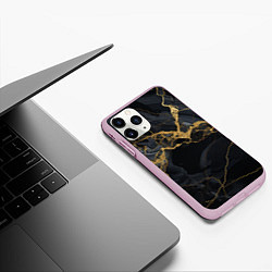 Чехол iPhone 11 Pro матовый Золотой путь на черном граните, цвет: 3D-розовый — фото 2