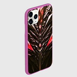 Чехол iPhone 11 Pro матовый Красные кристаллы и камень, цвет: 3D-фиолетовый — фото 2