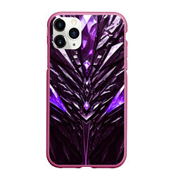 Чехол iPhone 11 Pro матовый Фиолетовые кристаллы и камень, цвет: 3D-малиновый