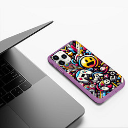 Чехол iPhone 11 Pro матовый Паттерн с играми, цвет: 3D-фиолетовый — фото 2