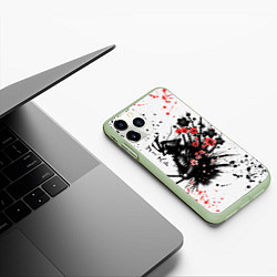 Чехол iPhone 11 Pro матовый Ghost of Tsushima - sakura samurai ghost, цвет: 3D-салатовый — фото 2