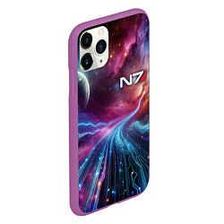 Чехол iPhone 11 Pro матовый Mass Effect - N7, цвет: 3D-фиолетовый — фото 2