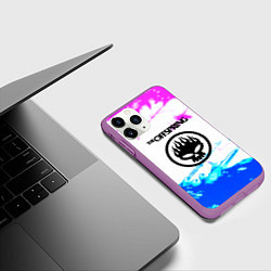 Чехол iPhone 11 Pro матовый The Offspring неоновая абстракция, цвет: 3D-фиолетовый — фото 2