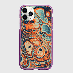 Чехол iPhone 11 Pro матовый Абстрактный разноцветный узор, цвет: 3D-фиолетовый