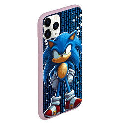 Чехол iPhone 11 Pro матовый Sonic - splash and logo, цвет: 3D-розовый — фото 2