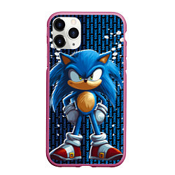 Чехол iPhone 11 Pro матовый Sonic - splash and logo, цвет: 3D-малиновый