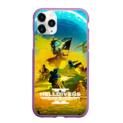 Чехол iPhone 11 Pro матовый Helldivers 2: Battle, цвет: 3D-фиолетовый