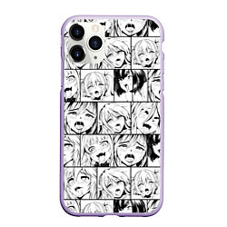 Чехол iPhone 11 Pro матовый Ahegao pattern, цвет: 3D-светло-сиреневый