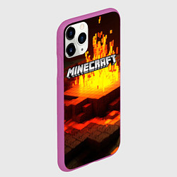 Чехол iPhone 11 Pro матовый Огненный minecraft, цвет: 3D-фиолетовый — фото 2