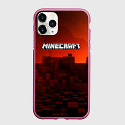Чехол iPhone 11 Pro матовый Minecraft огненные кубы, цвет: 3D-малиновый