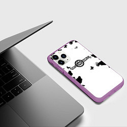 Чехол iPhone 11 Pro матовый Three days grace бабочки, цвет: 3D-фиолетовый — фото 2