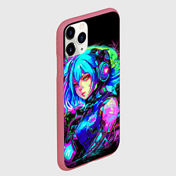 Чехол iPhone 11 Pro матовый Японский киберпанк, цвет: 3D-малиновый — фото 2