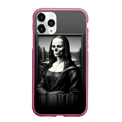 Чехол iPhone 11 Pro матовый Мона Лиза Black skull, цвет: 3D-малиновый