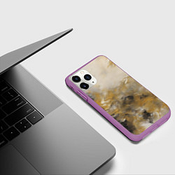 Чехол iPhone 11 Pro матовый Желто черная абстракция, цвет: 3D-фиолетовый — фото 2