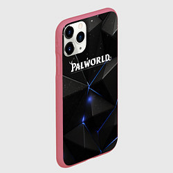Чехол iPhone 11 Pro матовый Palworld лого на черном стильном фоне, цвет: 3D-малиновый — фото 2