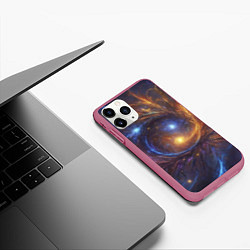 Чехол iPhone 11 Pro матовый Открытая манипура чакра - космическая, цвет: 3D-малиновый — фото 2