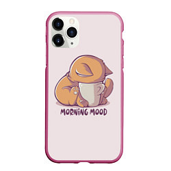 Чехол iPhone 11 Pro матовый Morning mood - cat, цвет: 3D-малиновый