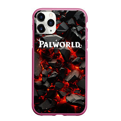 Чехол iPhone 11 Pro матовый Palworld логотип взрыв объемных камней, цвет: 3D-малиновый