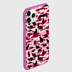 Чехол iPhone 11 Pro матовый Камуфляжные розовые котики, цвет: 3D-фиолетовый — фото 2