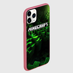 Чехол iPhone 11 Pro матовый Minecraft logo зеленые кубики, цвет: 3D-малиновый — фото 2