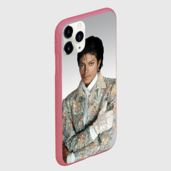 Чехол iPhone 11 Pro матовый Майкл Джексон в серебряном костюме, цвет: 3D-малиновый — фото 2
