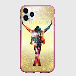 Чехол iPhone 11 Pro матовый Michael Jackson THIS IS IT - с салютами на золотом, цвет: 3D-малиновый