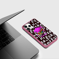 Чехол iPhone 11 Pro матовый Esskeetit logo pattern, цвет: 3D-малиновый — фото 2