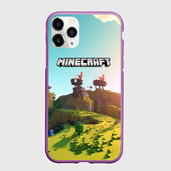 Чехол iPhone 11 Pro матовый Minecraft logo солнечная карта, цвет: 3D-фиолетовый