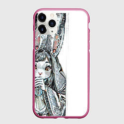Чехол iPhone 11 Pro матовый Застенчивый кролик, цвет: 3D-малиновый