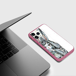 Чехол iPhone 11 Pro матовый Застенчивый кролик, цвет: 3D-малиновый — фото 2