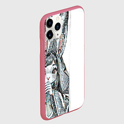 Чехол iPhone 11 Pro матовый Застенчивый кролик, цвет: 3D-малиновый — фото 2