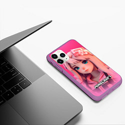 Чехол iPhone 11 Pro матовый Персонаж Minecraft девушка, цвет: 3D-фиолетовый — фото 2