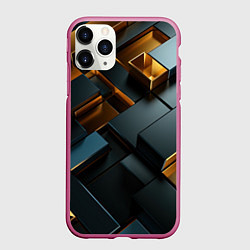 Чехол iPhone 11 Pro матовый Черные и золотые слитки, цвет: 3D-малиновый