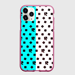 Чехол iPhone 11 Pro матовый Roblox pattern logo mobile, цвет: 3D-малиновый