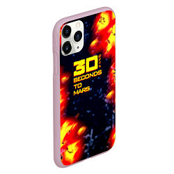 Чехол iPhone 11 Pro матовый Thirty Seconds to Mars огненное лого, цвет: 3D-розовый — фото 2