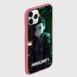 Чехол iPhone 11 Pro матовый Minecraft matrix, цвет: 3D-малиновый — фото 2