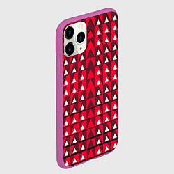 Чехол iPhone 11 Pro матовый Белые треугольники на красном фоне, цвет: 3D-фиолетовый — фото 2