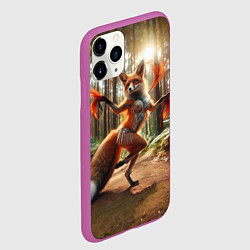 Чехол iPhone 11 Pro матовый Лиса Шаманка танцует зажигательный танец в лесу, цвет: 3D-фиолетовый — фото 2