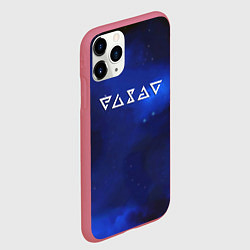 Чехол iPhone 11 Pro матовый Ведьмак лого космос, цвет: 3D-малиновый — фото 2